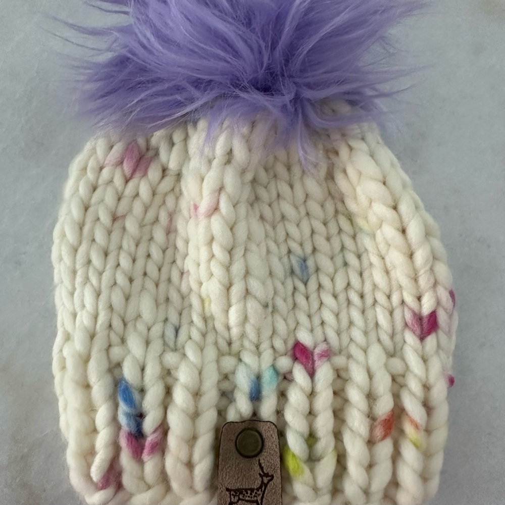 ☃️ Knit Beanie with Purple Pom